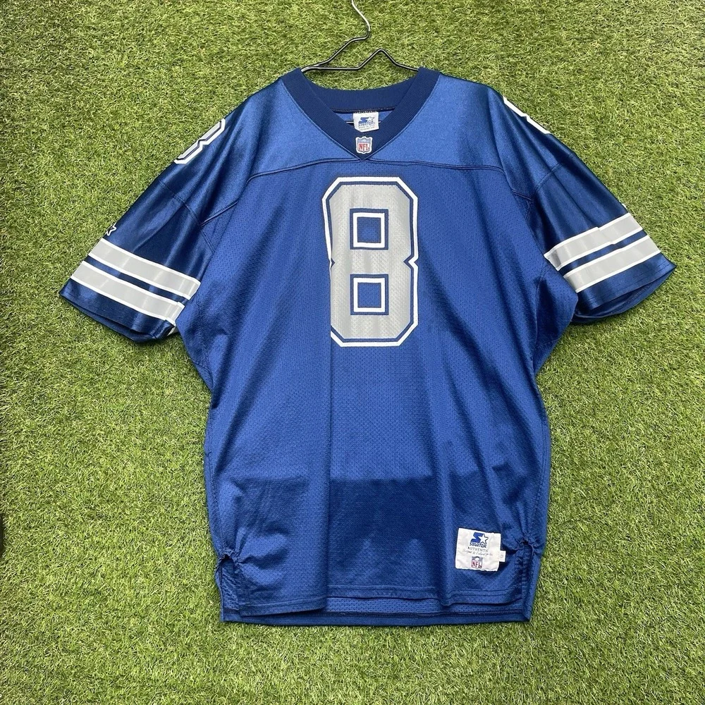Dallas Cowboys Starter Jersey Mens Size 52 Troy Aikman #8 Blank Football Blue